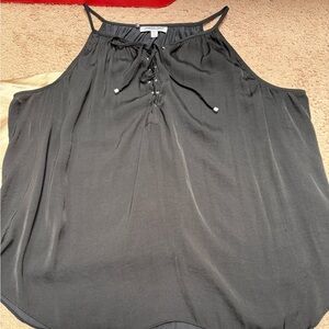 Jennifer Lopez Charcoal Lace-Up Blouse